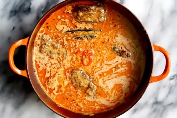 Groundnut soup in a cooking pot